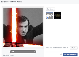 Illustration for article titled You can add a lightsaber to your Facebook profile picture now